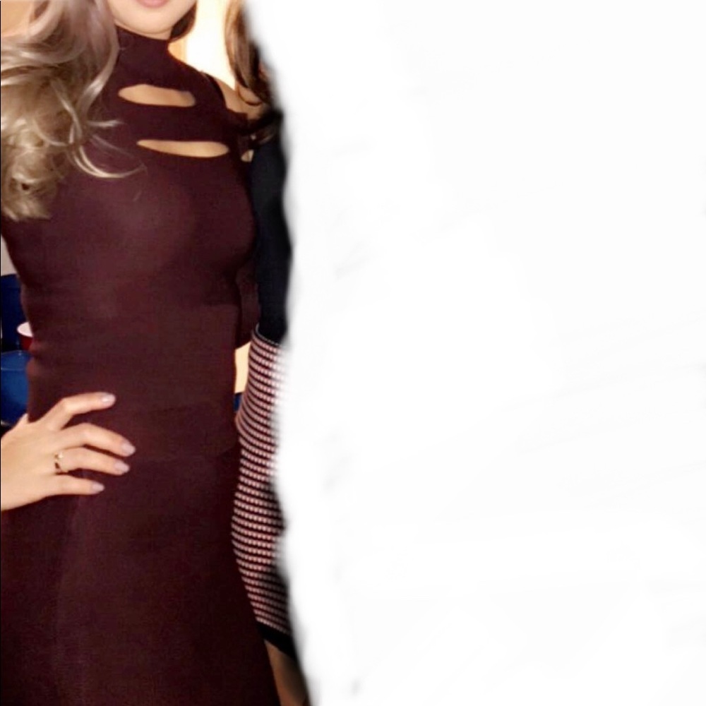 Express 2pc burgundy ribbed top and midi skirt